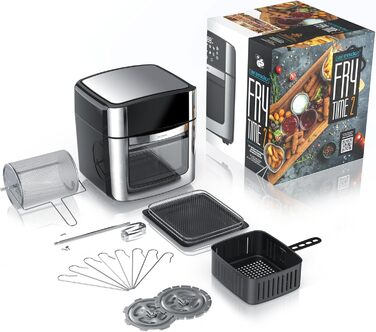 Фритюрниця Arendo XXL 16 літрів: духовка, гриль, сушарка, Air Fryer з сенсорним екраном EasyClean без олії. Ідеально для піци, курки та картоплі фрі. Без BPA.