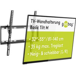 Настінний кронштейн для телевізора goobay Basic TILT XL (43–100 дюймів), нахил 10°, ультратонкий 45 мм, VESA 800x400, до 75 кг — 49743