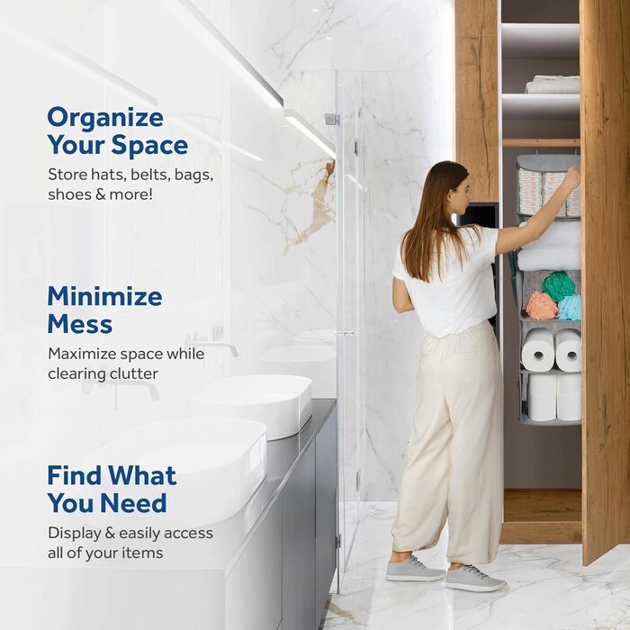 Настінна полиця-органайзер з 5 відділеннями для шафи - міцна та довговічна, з металевими гачками та каркасом, легкий доступ, для зберігання, кемпінгу