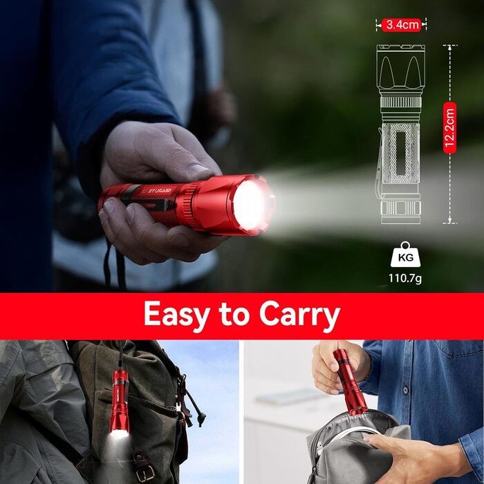 Ліхтар LED Gearlite акумуляторний, 3000 люмен, тактичний, водонепроникний (IP65), 3 режими, для кемпінгу, риболовлі, активного відпочинку