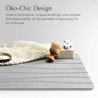 Amilutuo Badematte Stein, Diatomite Stone Bath Mat, Non-Slip Stone Bath Mat, Quick-Drying Stone Bath Mat (Dark Gray C, 60 x 39 cm) Dark Gray Curved Pattern 39x60cm
