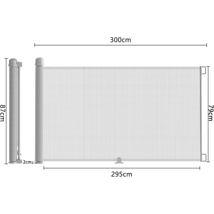 Захист для воріт NAIZY Rollo 0-300см: сітка для дитячих воріт, захист від собак, ролетний тип, сірий, 300см
