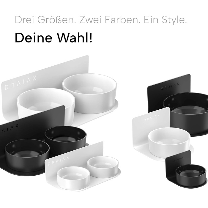 Миска для собак Draiax ElegantFeed M з кераміки – чорна, з матовим зовнішнім та глянцевим внутрішнім покриттям