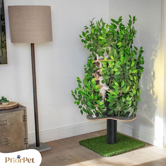 Дерево для котів Kratzbaum Natur - багатоярусне, з можливістю заміни листів, 160 см. Безпечні матеріали, міцне та запатентоване.