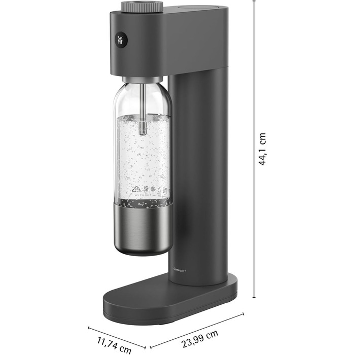 WMF Element One: Автоматичний содовий апарат з нержавіючої сталі, 3 рівні газування, чорний лава