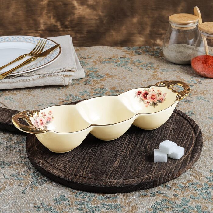 Золота етажерка Fanquare з 2 ярусами з кераміки, підставка для тортів, фруктів та капкейків