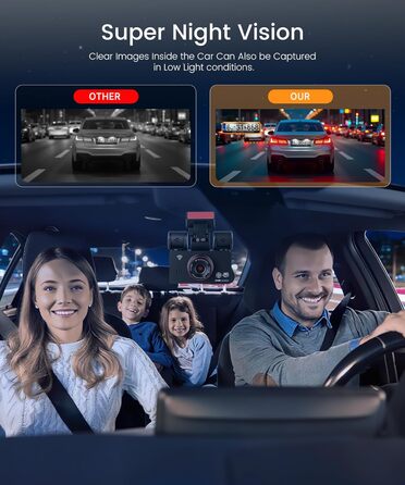 Автомобільний відеореєстратор 360° 4K/FHD 1080P (4 канали: передній, задній, лівий, правий) з ІК-нічним баченням, G-сенсором, моніторингом паркування 24г та карткою пам'яті 64 ГБ, екран 3 дюйми