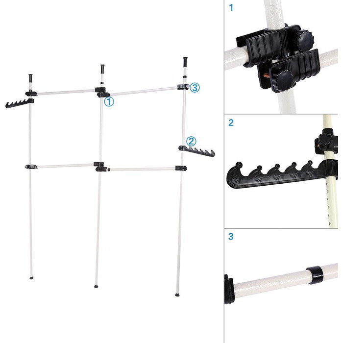 EBTOOLS Telescopic Clothes Rail System, Steel Clothes Rack, 240 kg, 160-320 cm, including 105 cm Clothes Rail