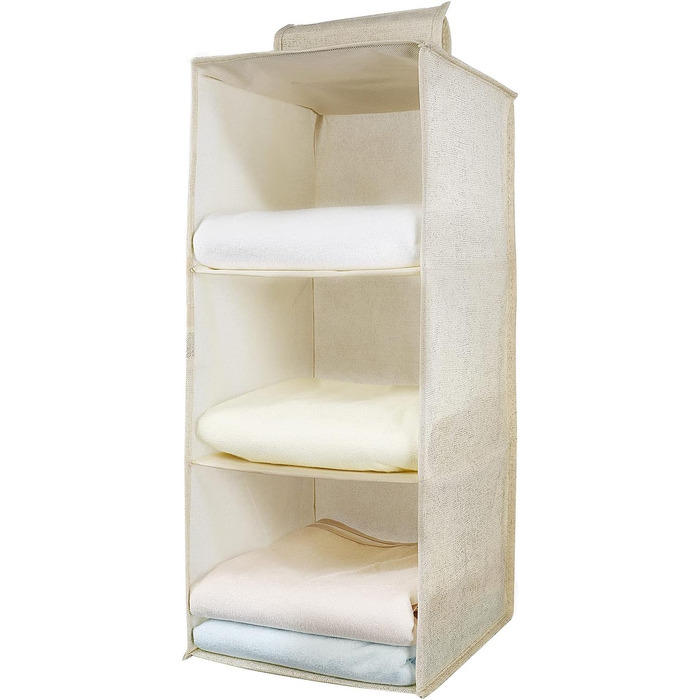 Органайзер для шафи AiQInu з 3 відділеннями, бамбуковий, бежевий (Medium)