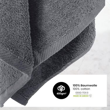Набір махрових рушників BaSaTex 8 шт, Öko-Tex Standard 100, антрацит/сірий (2 рушники для душу, 2 гостьові рушники та 4 маленькі рушники)