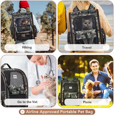 Рюкзак-переноска для котів та собак з візком 2-в-1, розширюваний, до 8 кг, камуфляж L