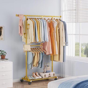 Кледистанд FAVOOOSTY на колесах: мобільний, металевий, регульований, чорно-білий (золотий), 89.50×39.00×161.20 см