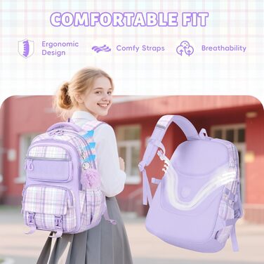 Дитячий рюкзак Tanou для дівчаток, шкільний, ергономічний, великий, модний, в ліловому кольорі