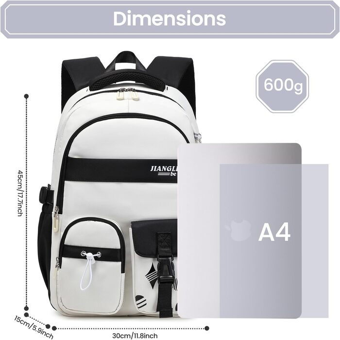 Шкільний рюкзак для дівчаток - водонепроникний, легкий, стильний, з великою місткістю, для 3-9 класів, фіолетово-чорний колір