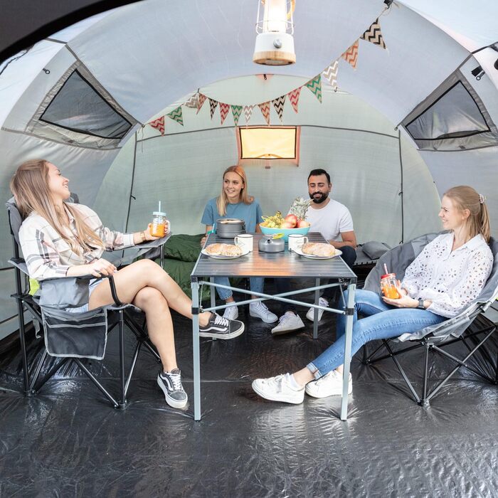 Кемпінговий стілець Skandika Relax Comfort зелено-сірий: розкладний стілець з підсклянником та охолоджувальним відсіком, до 160 кг