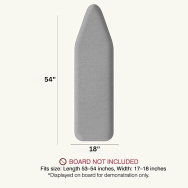 Покриття та накладка для прасувальної дошки до 137 x 45 см, 100% термостійке, натуральна бавовна, екстра товста підкладка, кишенька для рукава, Smart Fit, без хімікатів, придатне для прання в машині (геометричний малюнок (Масивний сірий, 18X54'))