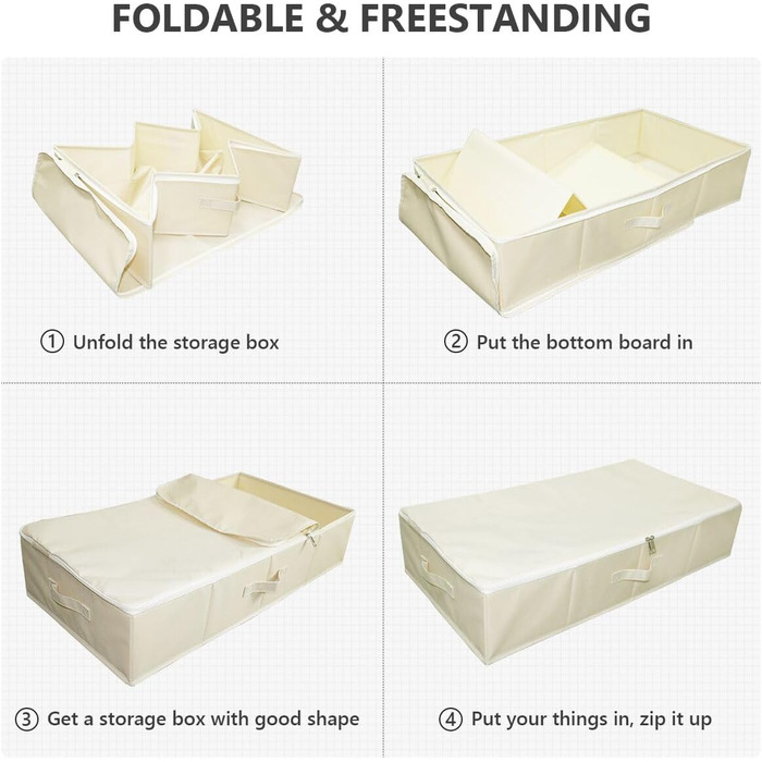 Складана коробка для зберігання під ліжком, 90x42x18 см, з ручками та блискавкою, чорно-сіра, органайзер для ковдр та одягу