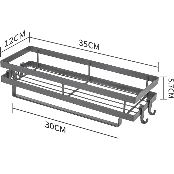Настінна полиця для спецій та кухонного приладдя, 2 шт. сіра та чорна