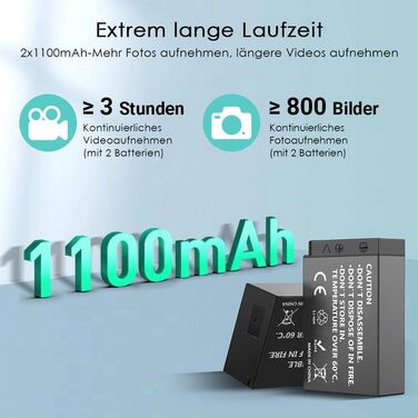 Akku Onshida 2 шт. 1200mAh з зарядним пристроєм для камер Sony ZV-E10, Alpha A6000, A6500, A6300, A5100, A7II, A7RII, A7SII, A7S, A7S2, A7R, A7R2, A3000, A33, A35, A37, A55, RX10, NEX5 (LP-E17)
