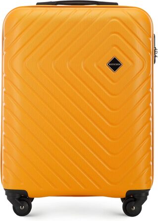 Набір валіз WITTCHEN Cube Line (S+M+L) з ABS, геометричним тисненням, 4 колесами, телескопічною ручкою та комбінаційним замком (Оранжевий, ручна поклажа)