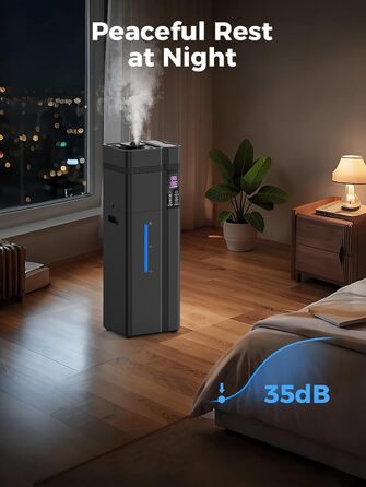 Зволожувач повітря великого приміщення 13л з аромадіфузором, 800ft², 100 годин роботи, автоматичне регулювання вологості, верхнє заповнення, тихий (35dB), режим сну, таймер 24 години