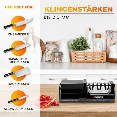 Електричний точило для ножів Diamant TG2202 - 3 фази, 15 градусів, з магнітним збирачем стружки