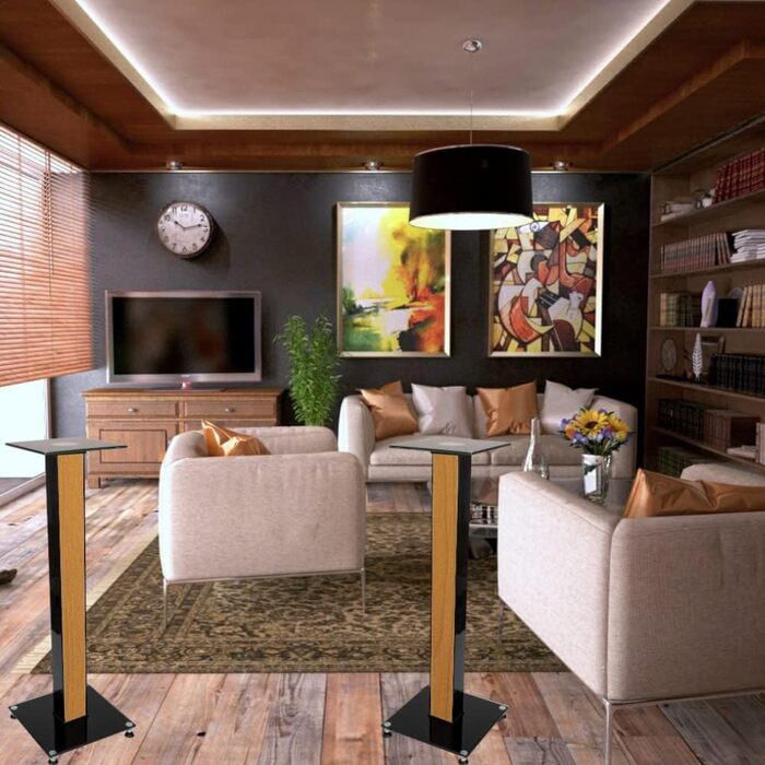 Ексклюзивні підставки для колонок BS03 в чорному глянці з декоративною вставкою (Rotbuche)