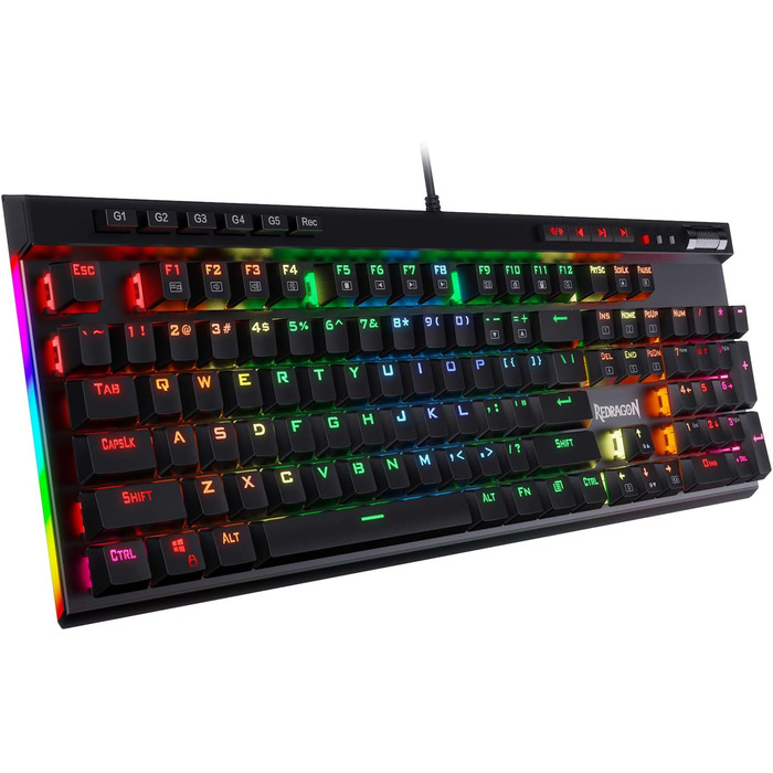 Redragon K580 PRO - Бездротова ігрова механічна клавіатура RGB з 104 клавішами, Hot-Swap, макрос, керування медіа та блакитними перемикачами
