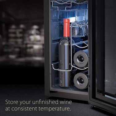 Міні-холодильник для напоїв на 38 літрів з подвійними скляними дверцятами та регульованими полицями. Ідеально для дому, кухні, бару, офісу. Місце для 120 банок соди/пива. Тиха робота, поворотні двері.