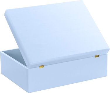 Large Wooden Box with Lid - All-Purpose Wooden Box - Storage Box | Toy Chest - Gift Packaging | Decorative Box for Crafting FSC® (approx. 40 x 30 x 14 cm | L, Blue)