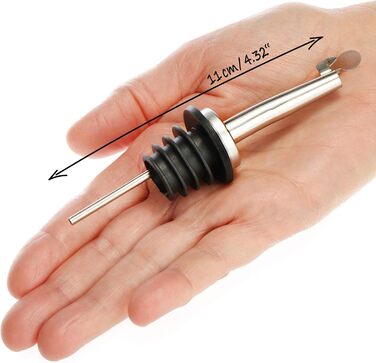 Виливники для пляшок Com-Four® 6 шт. з нержавіючої сталі – дозатор для алкоголю, олії, оцту – для бару, коктейлів, сумісний з усіма пляшками (сріблясті, з кришкою та без)