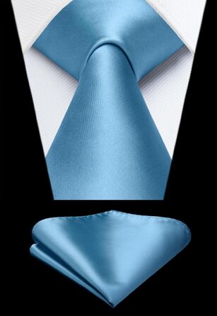 HISDERN Комплект краватки та нагрудного хустинки однотонні для вечірки, весілля, різних кольорів