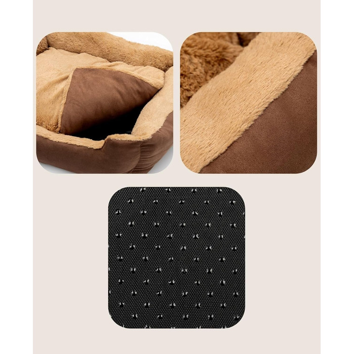 Килимок для собак Lionto з двостороннім подушкою та нековзною основою, 60x48 см, зручний лежак для собак та котів будь-якого віку, коричневий/бежевий