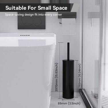 Торцева щітка для унітазу DOWRY з тримачем, 2 насадки, металева, чорна, циліндрична