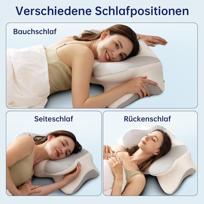 Uniency Orthopedic Memory Foam Anti-Snore Pillow - Ergonomic Neck Support Pillow for Side, Back & Stomach Sleepers (Gray)