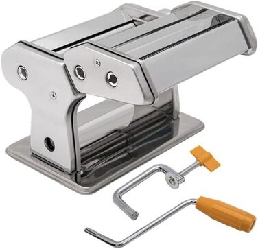 Maestro MR-1679R Pasta Machine, Manual Fresh Pasta Maker, Noodle Cutter, Stainless Steel, 8 Thickness Settings, Ravioli Attachment, Easy to Use for Home, Lasagna, Spaghetti, Noodles