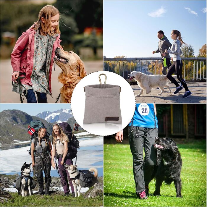 Футляр для ласощів для собак, малий, з автоматичним закриттям, для тренувань, сірий