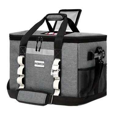 Сумка-холодильник INSMEER 48L: велика, містка, для пікніків, кемпінгу та пляжу (темно-сірий)