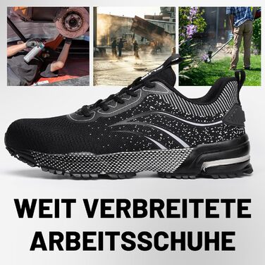 Чоловічі та жіночі робочі черевики Furuian з металевим підноском. Легкі, спортивні, дихаючі, чорного кольору. 42 EU