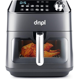 Аерофритюрниця Dripl 5,7 л XXL з LCD-дисплеєм, 12 програм, компактна електрична фритюрниця без олії, енергозбереження, функції попереднього нагріву і підтримки тепла