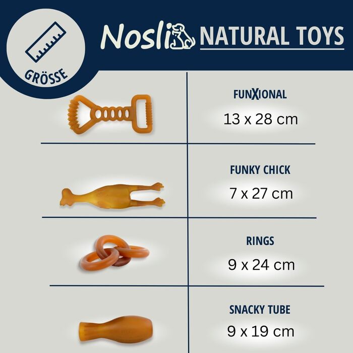 Natural Toys Dog Toy Set • 100% Natural Rubber • Dental Care & Chew Toys • Robust Fetch & Tug Toys for Small & Large Dogs • Intelligence & Fitness Toys – Set of 4