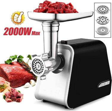 Електричний м'ясорубка Profi Fleischwolf 2000W з насадкою для ковбас та печива. М'ясорубка для дому з 3 дисками для фаршу, Mett та кондитерських виробів, та насадкою для Kibbe.