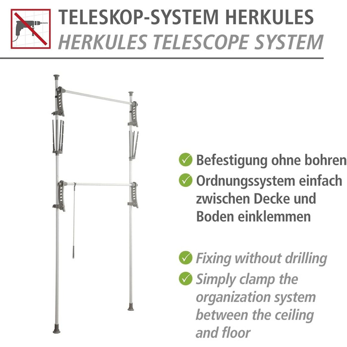 WENKO Telescopic System Hercules Flex, adjustable organization system, wardrobe system