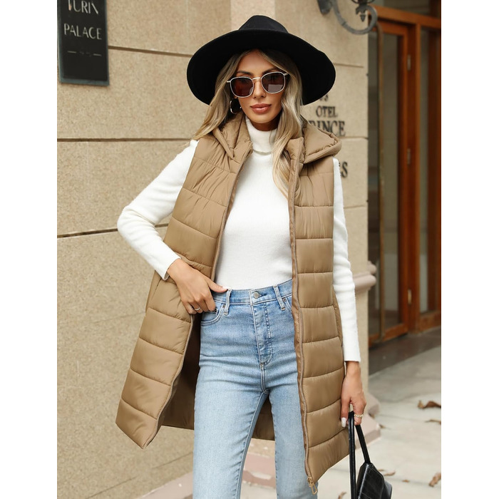 Дамський пуховик Yuongirl, довгий, з капюшоном, теплий, для осені/зими, розмір XXL (Хакі)