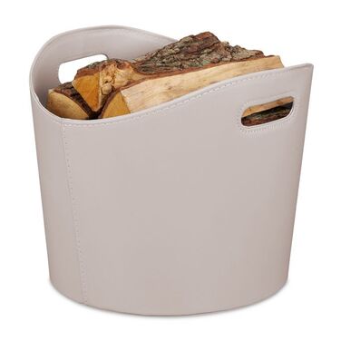 Relaxdays Gray Wooden Basket with Faux Leather