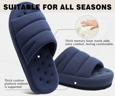 Чоловічі домашні тапочки KuaiLu, стильні, з плетінням, з м'якою устілкою з піною Memory Foam, для дому та вулиці, темно-синій, 44 EU