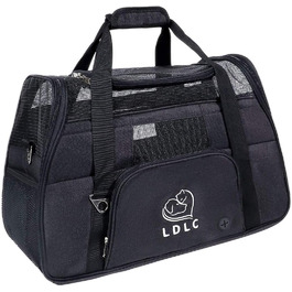 Чорний переносна сумка-переноска для котів та собак з підкладкою з флісу та сіткою, велика місткість, з плечовим ремінцем