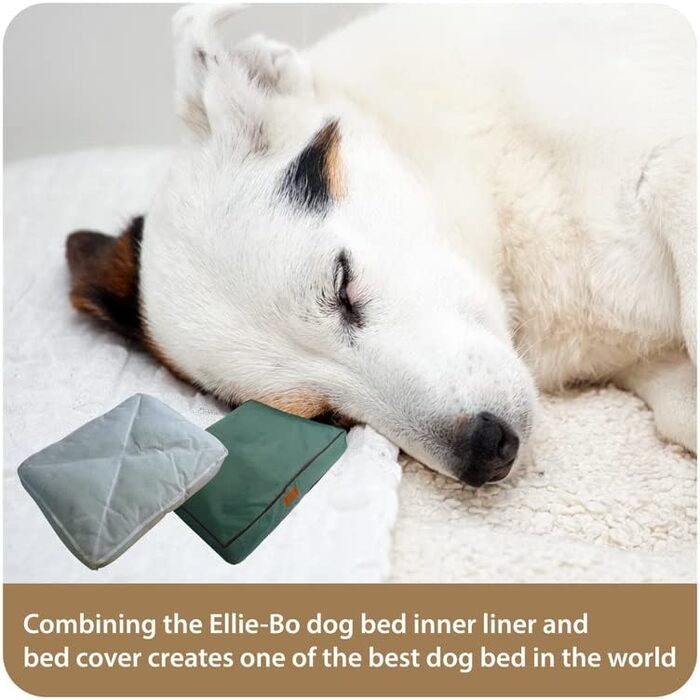 Ліжко для собак Ellie-Bo, XXL, 117x75x10 см, зелене, водонепроникний матеріал, м'яка та миюча подушка