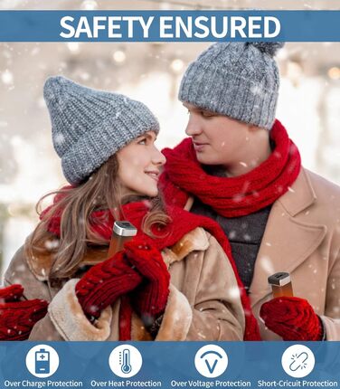 Електричні грілки для рук 5000mAh, 2 шт. - багаторазові, для дітей, на відкритий простір, зимовий подарунок (чорний)