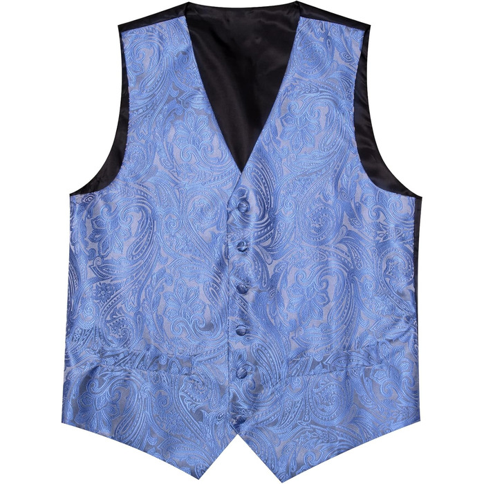Костюмний жилет Barry.Wang чоловічий, 5-ти частинний комплект з краваткою та нагрудником, блакитний з чорним квітковим візерунком, Jacquard, шовк, 3XL